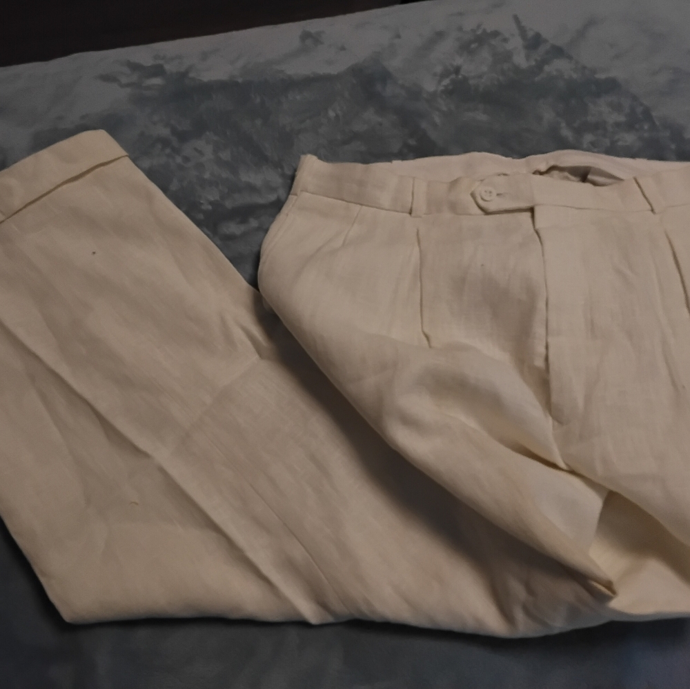 Men's Cream Linen Pants